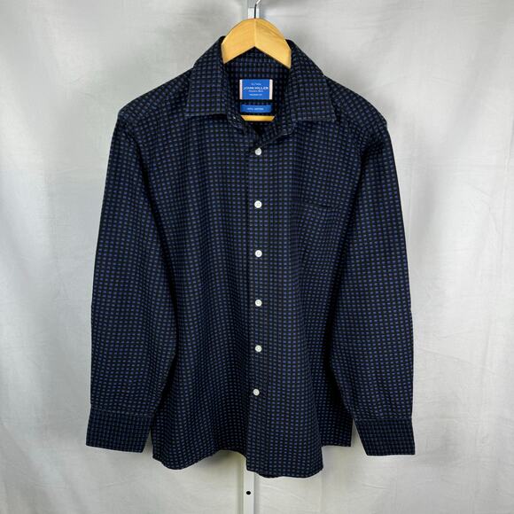 John Miller Tailored Cut Heavy 100% Cotton Button Up Shirt Men's 41/16.25 - Picture 2 of 6